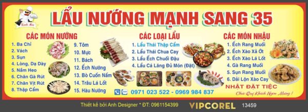 Menu treo tường quán Lẩu Nướng Mạnh Sang 35 file corel