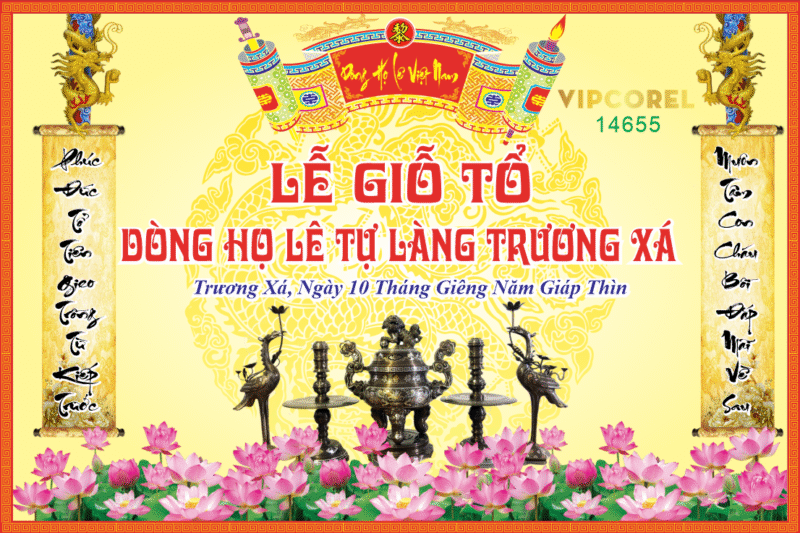 Lễ Giỗ Tổ dòng họ Lê Tự Làng Trương Xá file corel