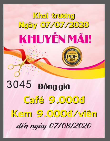 Market khai trương khuyễn mãi đồ uống café và kem file Corel