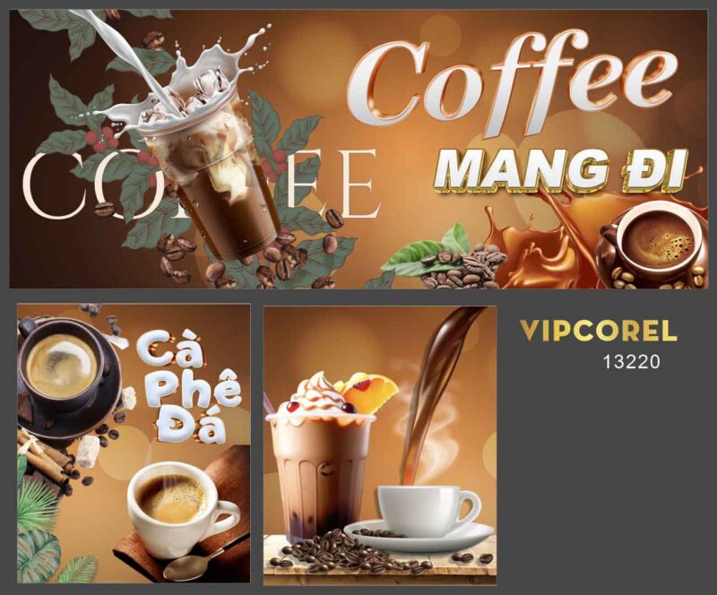 Mẫu xe bán cà phê mang đi vector corel