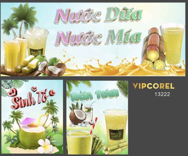 Mẫu xe bán hàng nước dừa - nước mía vector