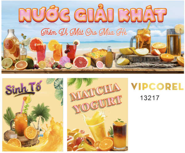 Mẫu decal dán xe đẩy bán nước giải khát vector