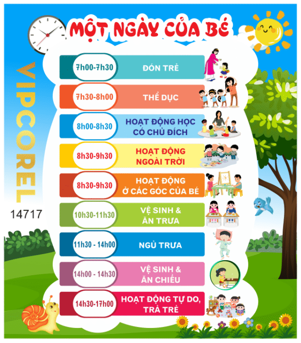 Bảng một ngày của bé vector file corel x7