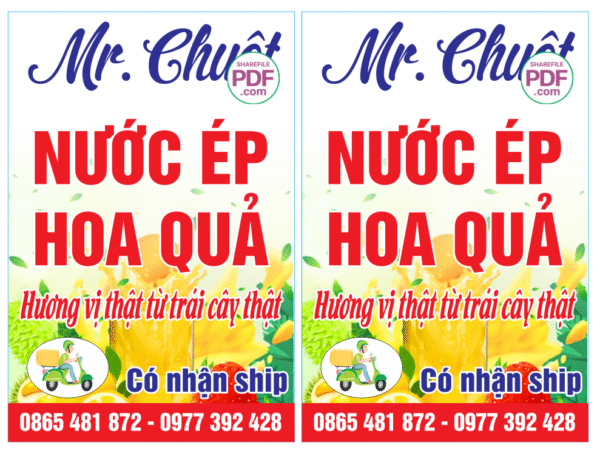 Biển Mr Chuột - Nước ép hoa quả file PDF & CDR