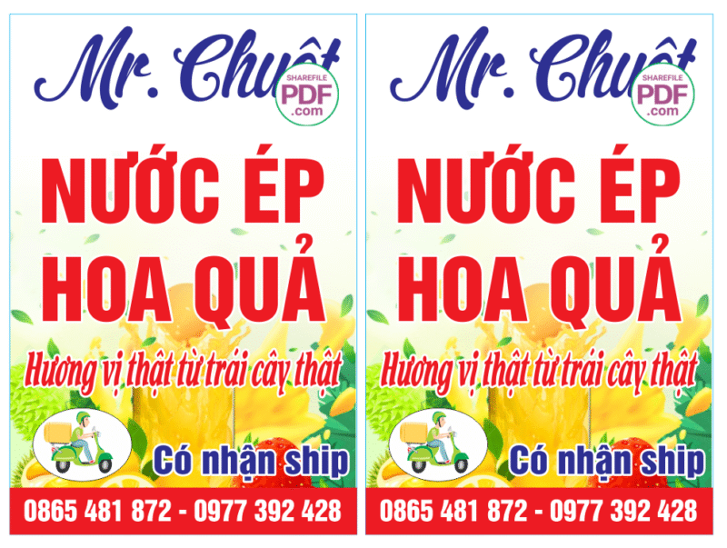 Biển Mr Chuột - Nước ép hoa quả file PDF & CDR