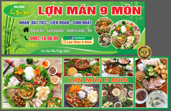 Market nhà hàng ẩm thực Lợn Mán 9 món file corel