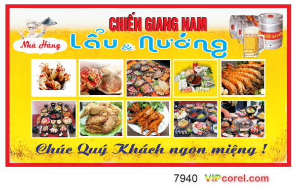 Biển QC Nhà hàng Lẩu & Nướng Chiến Giang Nam