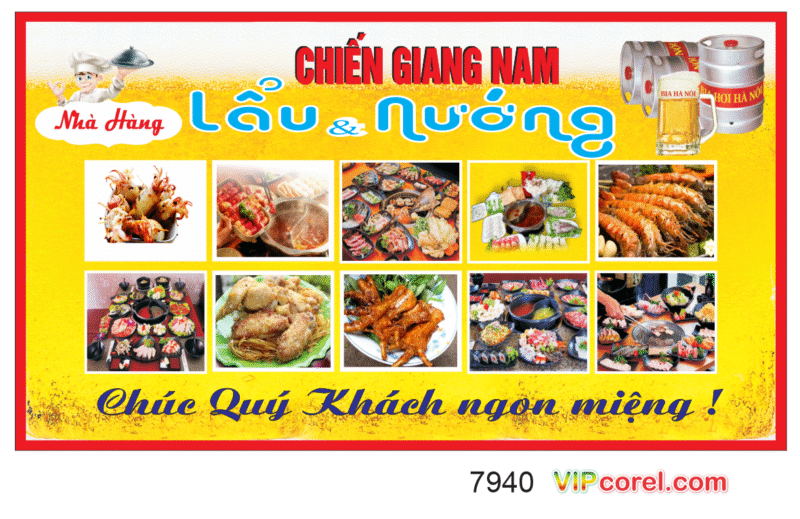 Biển QC Nhà hàng Lẩu & Nướng Chiến Giang Nam