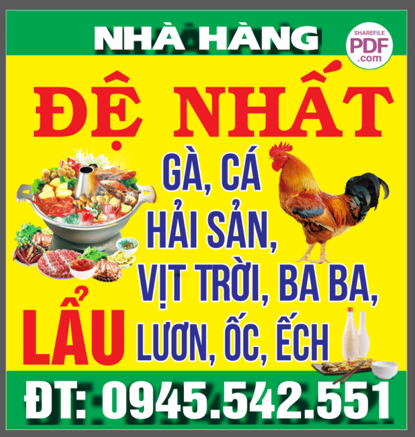 Biển vẫy Nhà Hàng Đệ Nhật - Lẩu file PDF & CDR
