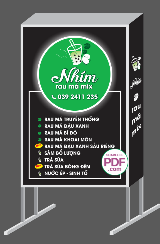 Biển Nhím rau má Mix file PDF & CDR