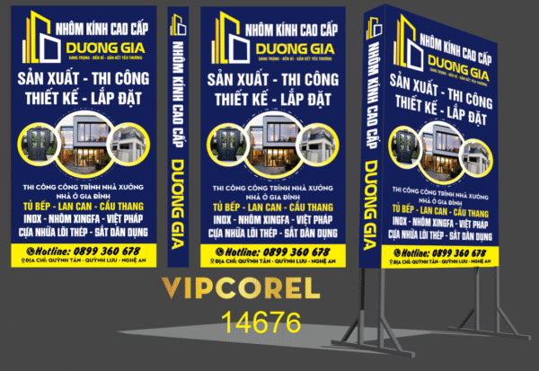 Biển vẫy Nhôm kính cao cấp Dương Gia file corel