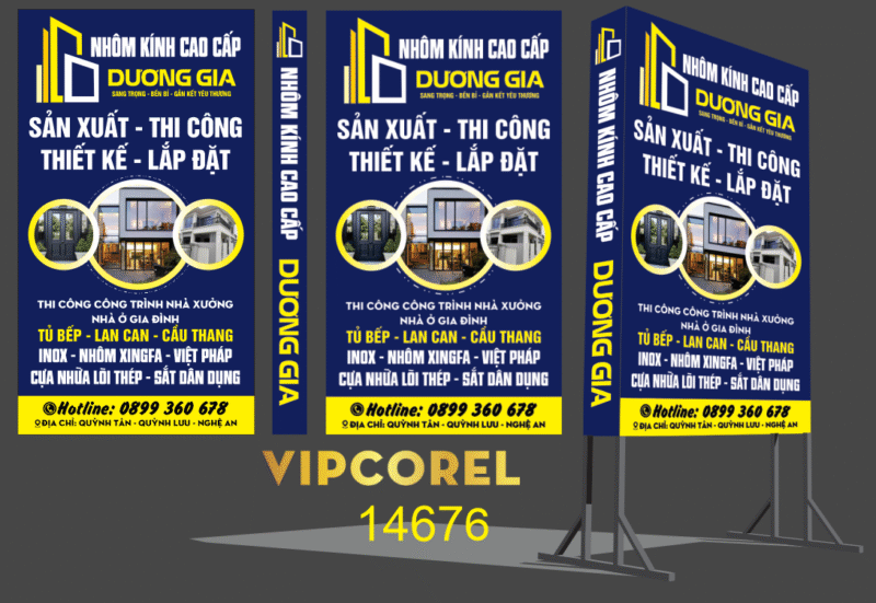 Biển vẫy Nhôm kính cao cấp Dương Gia file corel