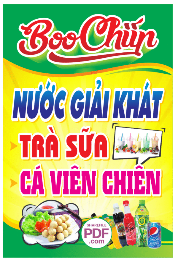 Biển Nước giải khát - Trà sữa - Cá viên chiên file PDF & CDR
