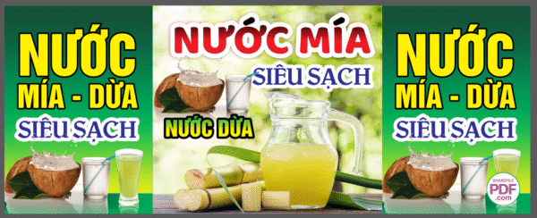 Biển dán xe đẩy hàng nước mía siêu sạch file PDF & CDR