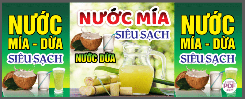 Biển dán xe đẩy hàng nước mía siêu sạch file PDF & CDR