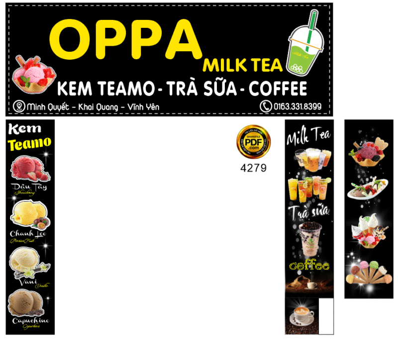 OPPA milk tea - kem teamo - trà sữa - coffee file corel
