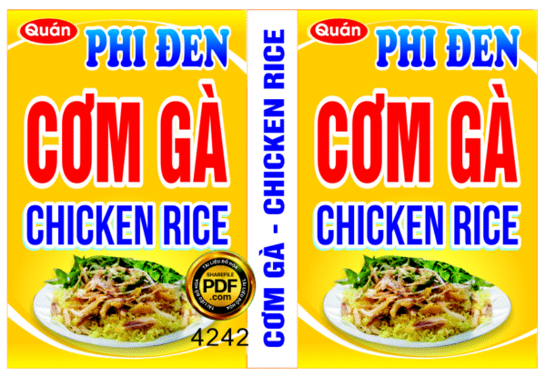 Market biển vẫy quán Phi đen Cơm gà file corel
