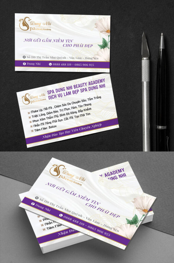 Mẫu danh thiếp namecard tiệm tóc spa thẩm mỹ