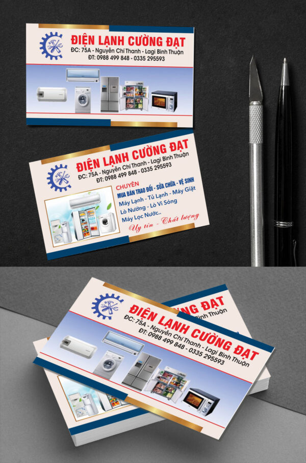 Mẫu danh thiếp namecard cửa hàng sửa chữa điện lạnh
