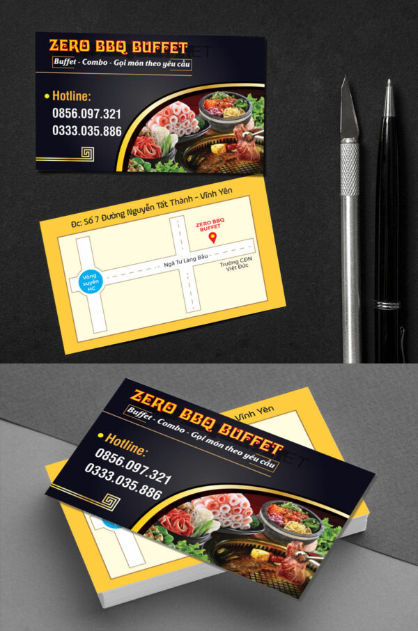 Mẫu danh thiếp namecard nhà hàng quán nướng