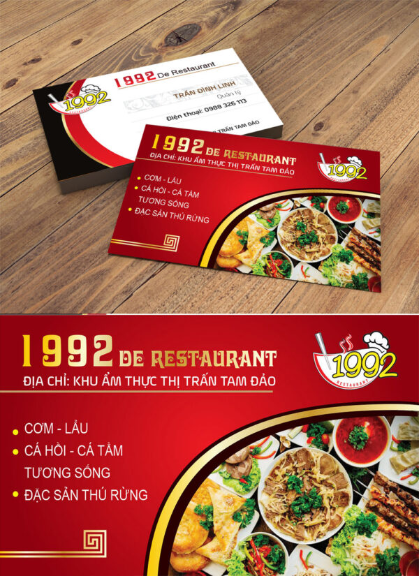 Mẫu danh thiếp namecard nhà hàng 1992