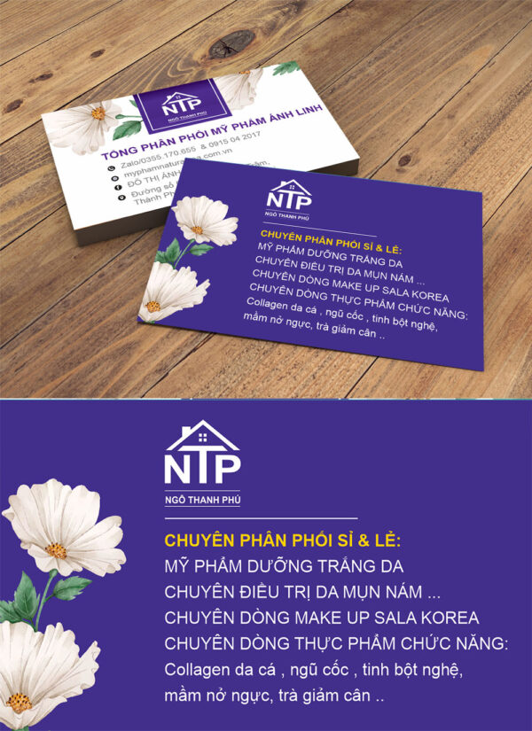Mẫu danh thiếp nhà phân phối mỹ phẩm ánh linh
