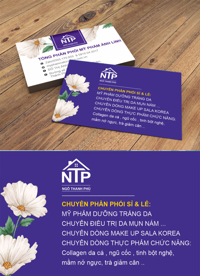 Mẫu danh thiếp nhà phân phối mỹ phẩm ánh linh