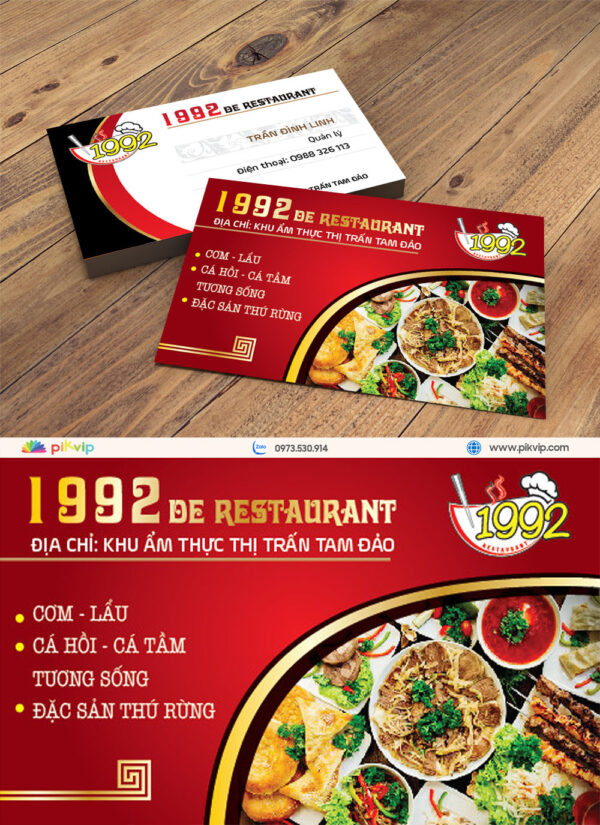 Mẫu danh thiếp namecard nhà hàng 1992