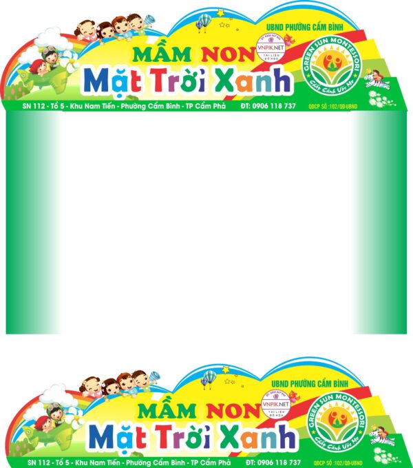 Cổng trường Mầm non Mặt Trời Xanh mẫu 01 –  file CDR