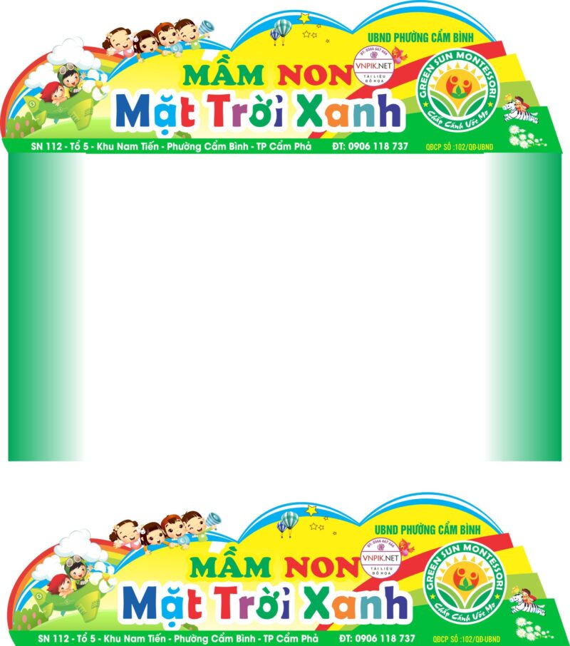 Cổng trường Mầm non Mặt Trời Xanh mẫu 01 –  file CDR