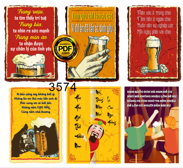 Poster beer trang tría quán bia - nhậu