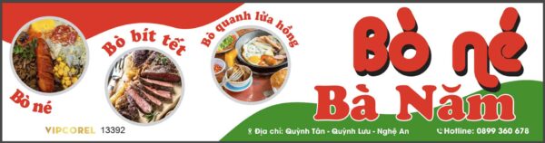 Biển quảng cáo quán ăn Bò Né Bà Năm file corel