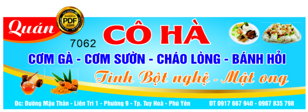 Biển quảng cáo quán cơm cô Hà file corel