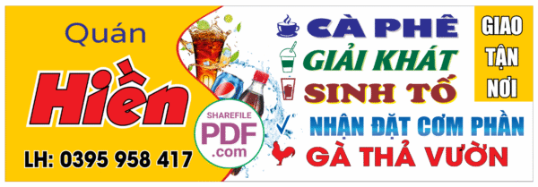 Biển Quán ăn Hiền - Nhận đặt cơm phần - gà tươi file PDF & CDR