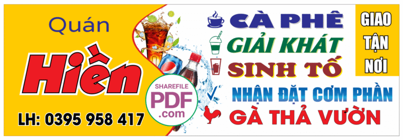 Biển Quán ăn Hiền - Nhận đặt cơm phần - gà tươi file PDF & CDR