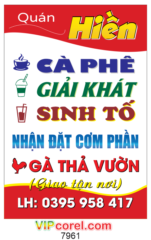 Biển vẫy Quán Hiền - cà phê - giải khát - sinh tố