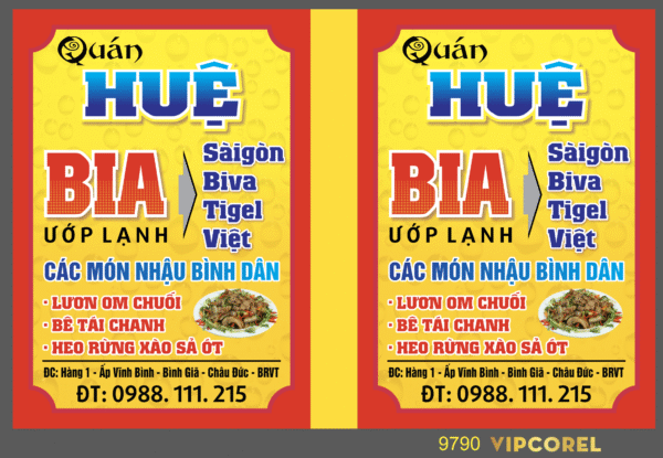 Biển vẫy Quán Bia Saigon - các món nhậu 2024