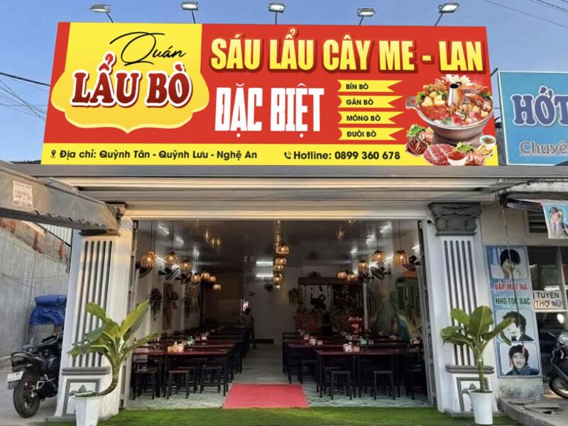 Biển quảng cáo quán ăn lẩu bò file corel