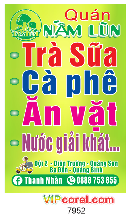 Biển vẫy quán trà sữa - cà phê - ăn vặt Nấm Lùn