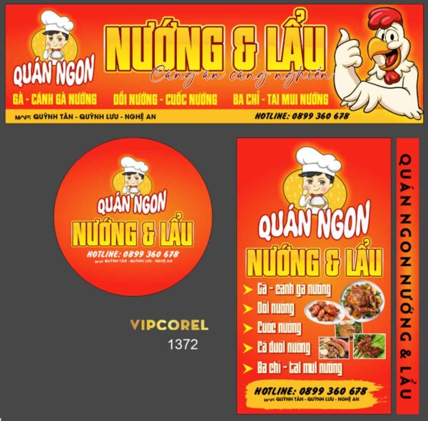 Biển QC Nướng & Lẩu quán ngon file corel