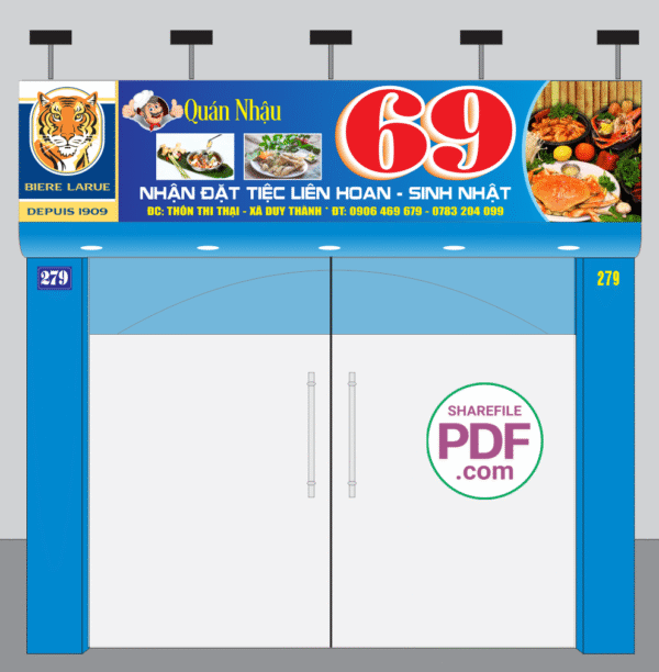 Biển Quán nhậu 69 - Nhận đặt tiệc liên hoan file PDF & CDR