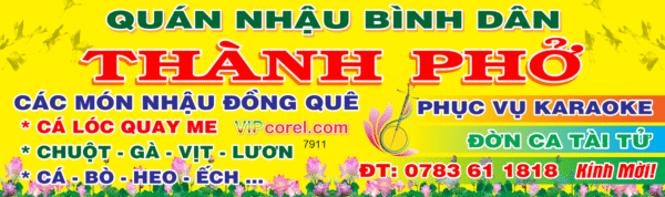 Biển Quán nhậu bình dân Thành Phở file corel