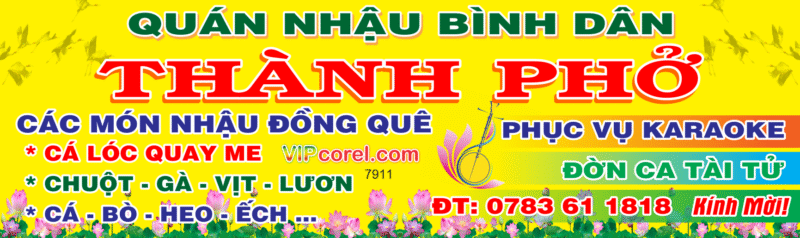 Biển Quán nhậu bình dân Thành Phở file corel
