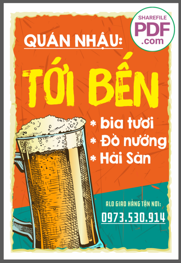 Biển nhậu Tới bến - bia tươi - đồ nướng file PDF & CDR