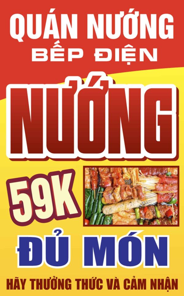 Biển vẫy quảng cáo Quán Nướng bếp điện file corel