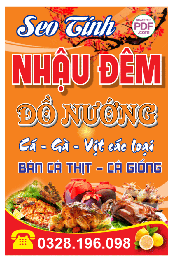 Biển Seo Tính Nhậu Đêm - Đồ nướng file PDF & CDR