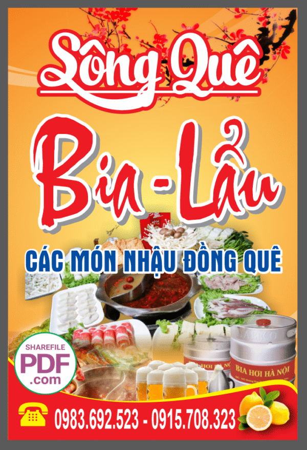 Biển Sông Quê - Bia - lẩu các món bia rượu file PDF & CDR