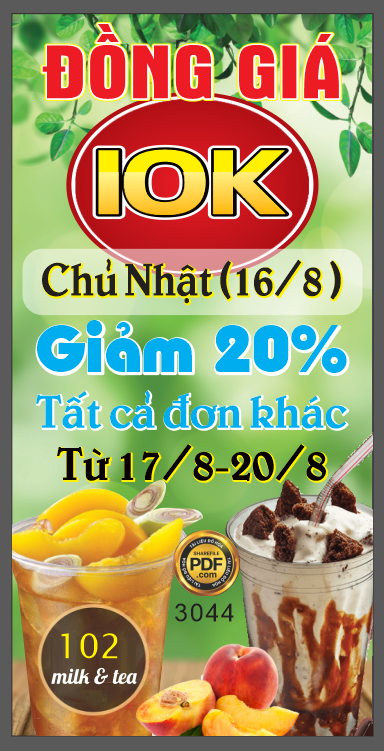 Market standee đồ uống milk & tea đồng giá file Corel