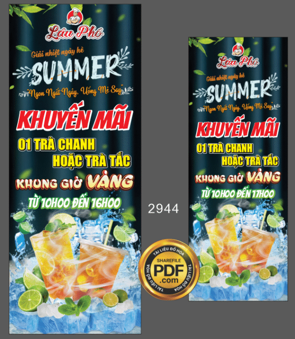 Market standee khuyến mãi trà chanh trà tắc file corel