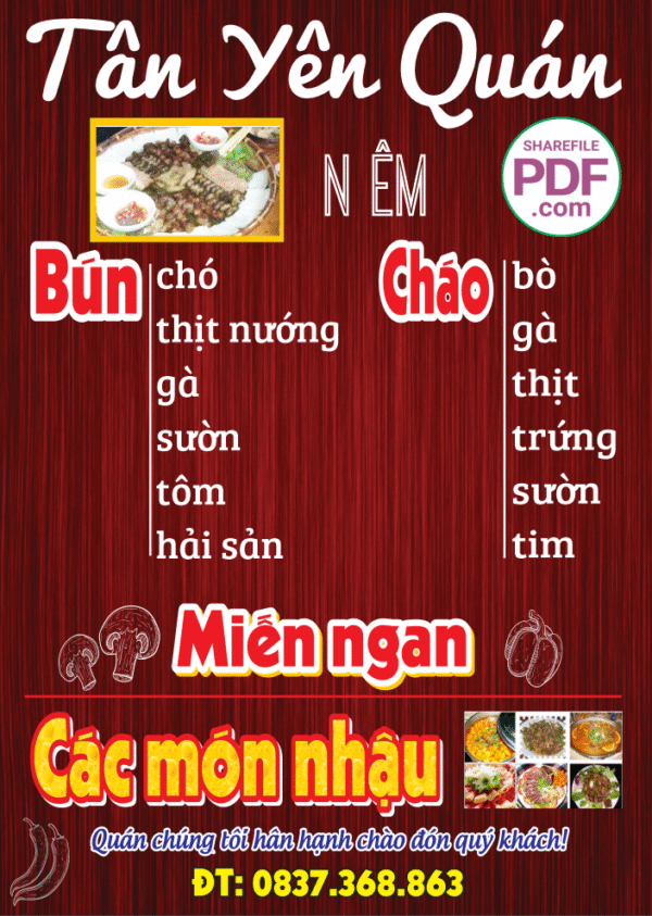 Biển Tân Yên Quán - Bún chó file PDF & CDR